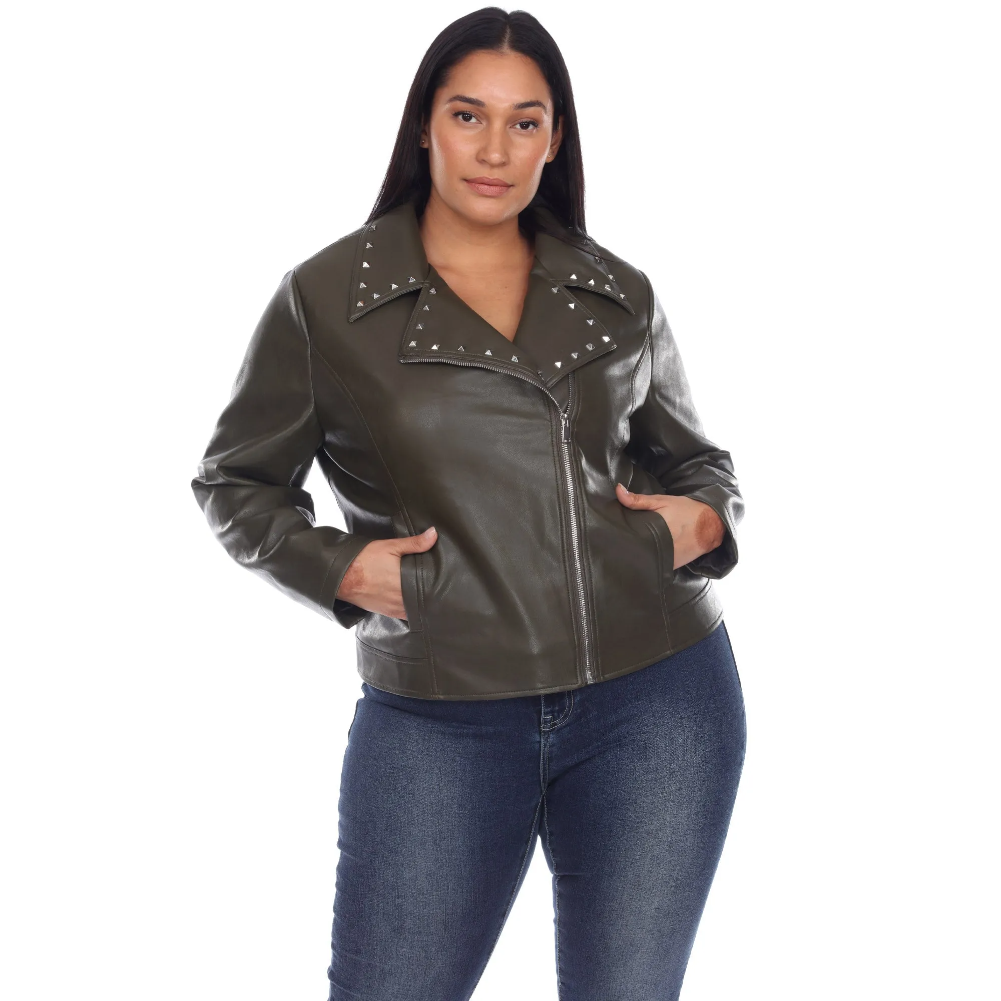 PU Faux Leather Jacket - Plus