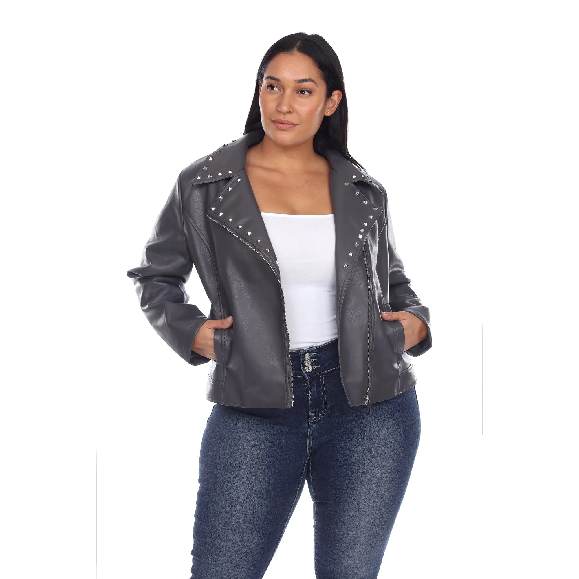 PU Faux Leather Jacket - Plus
