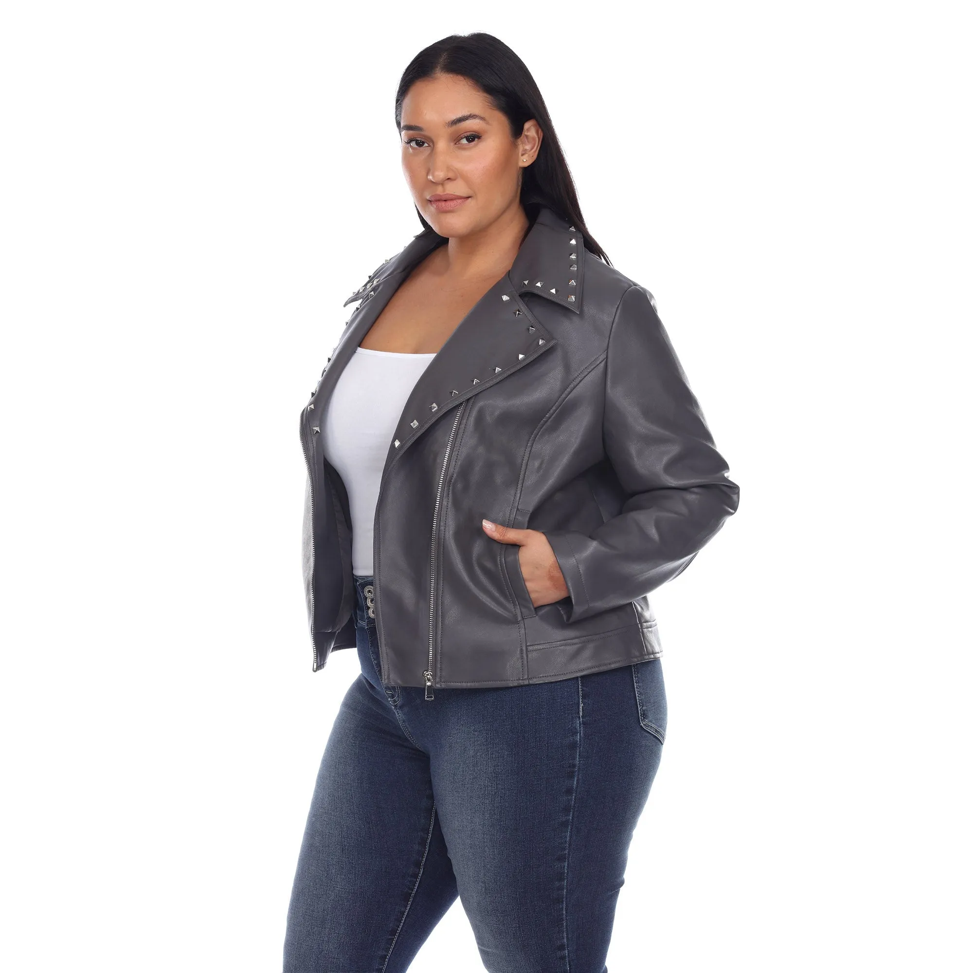 PU Faux Leather Jacket - Plus