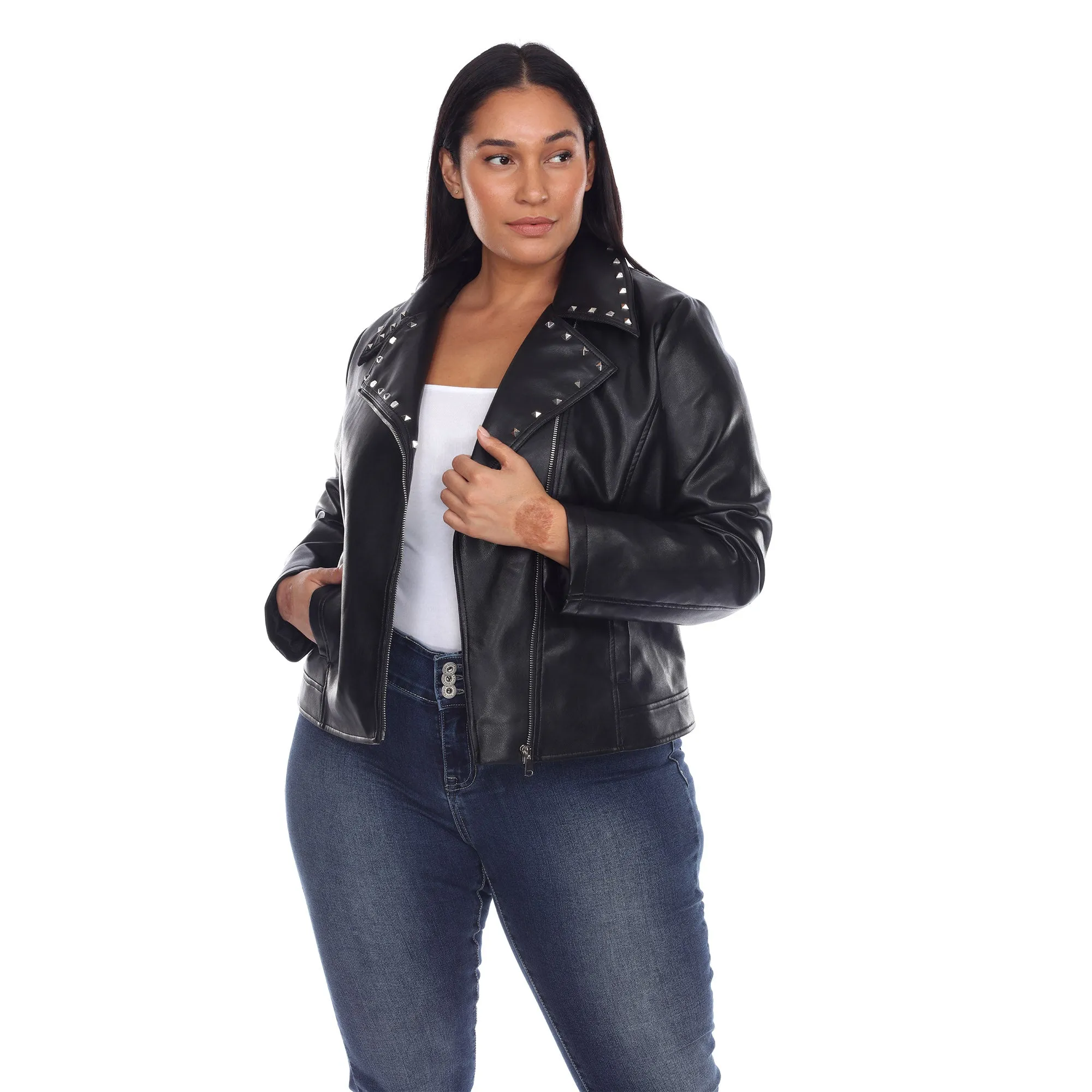 PU Faux Leather Jacket - Plus
