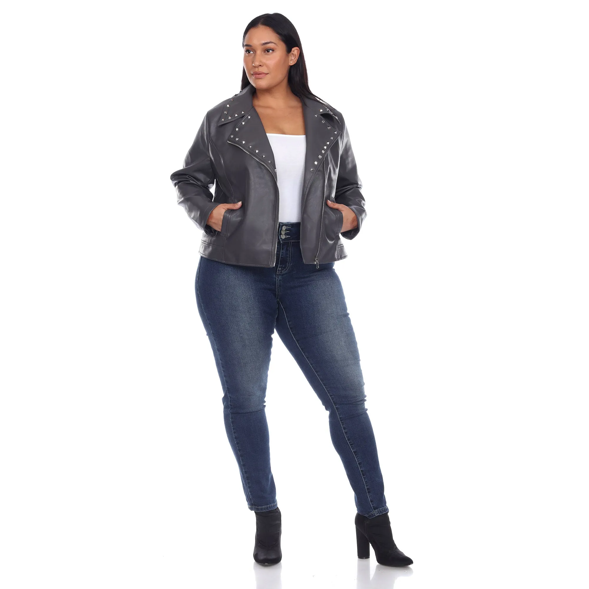 PU Faux Leather Jacket - Plus