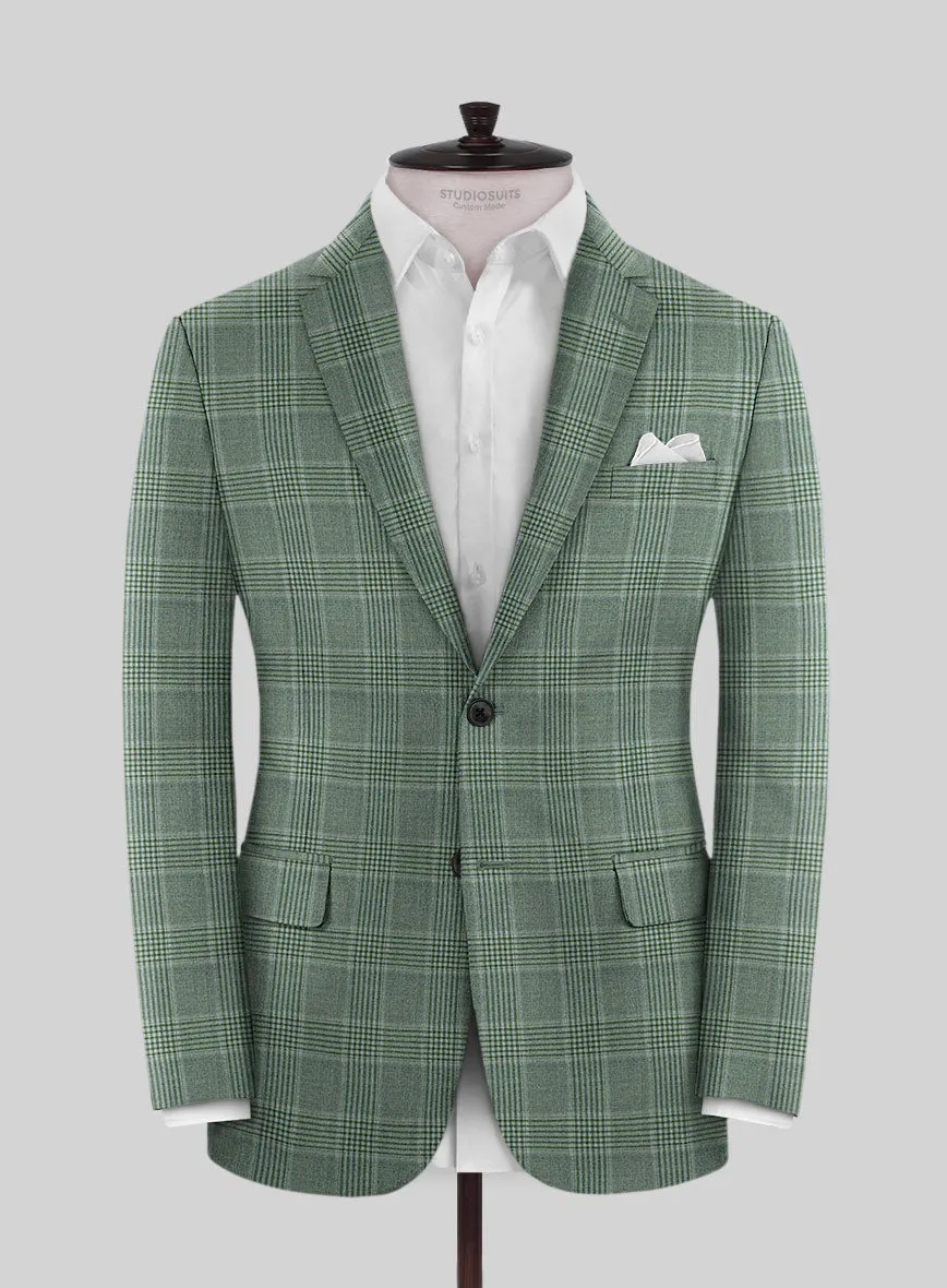 Reda Celadon Green Checks Wool Jacket