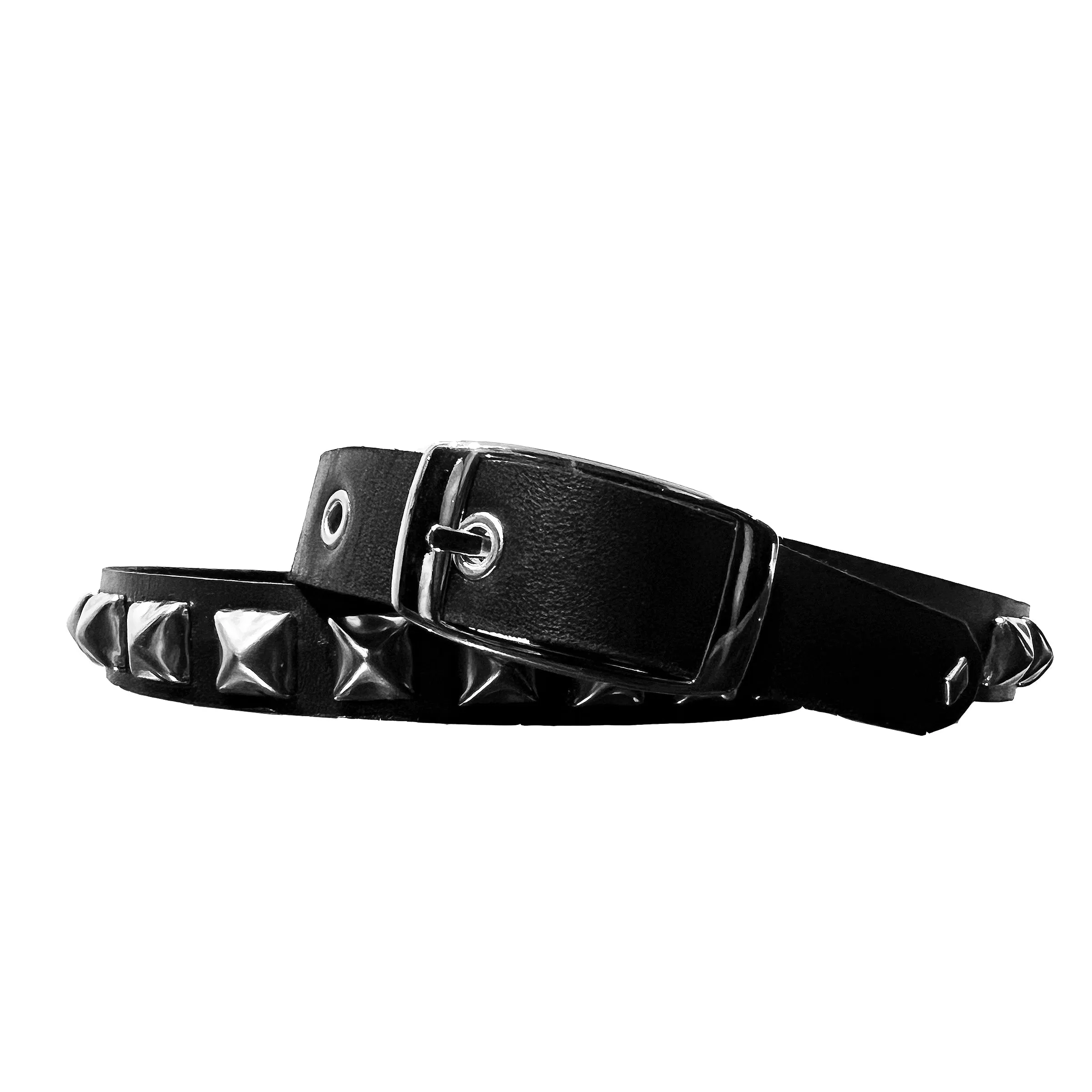 RUNAWAY PYRAMID STUD BLACK LEATHER BELT