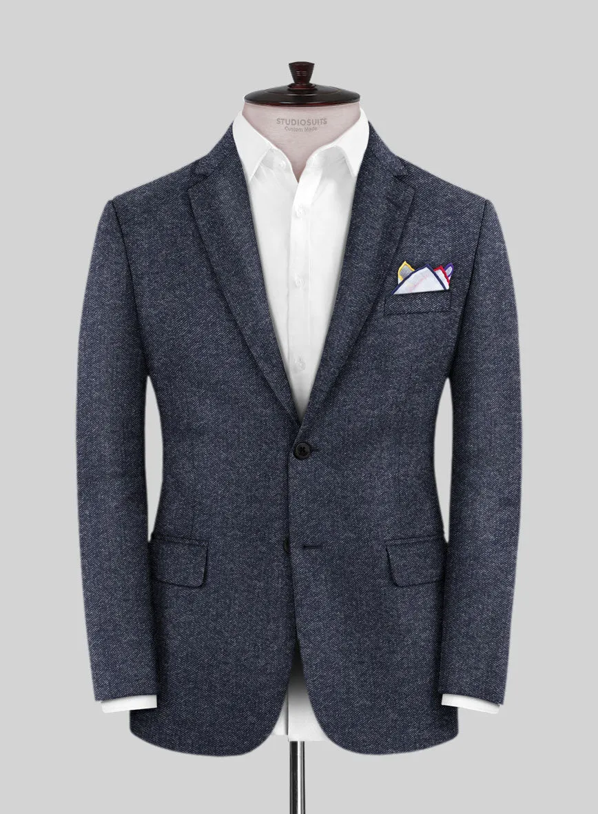 Scabal Denim Blue Wool Cashmere Jacket