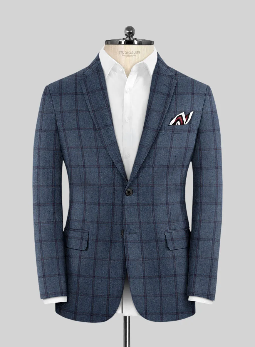 Scabal Tornado Windowpane Pacific Blue Wool Jacket