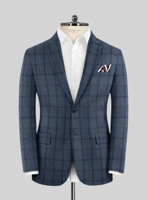 Scabal Tornado Windowpane Pacific Blue Wool Jacket