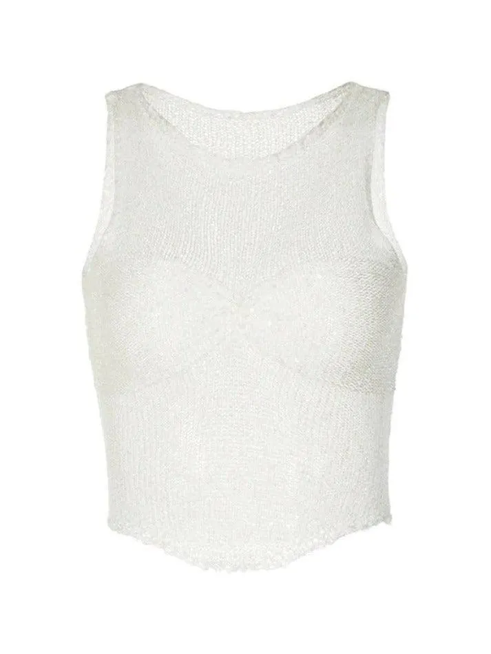 Sequin Cutout Knit Tank Top