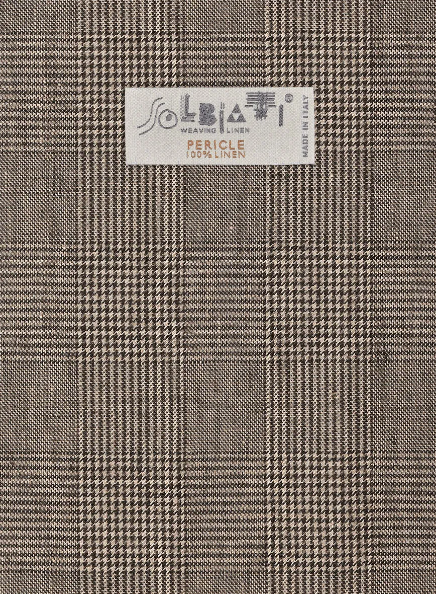 Solbiati Dark Brown Check Linen Pants