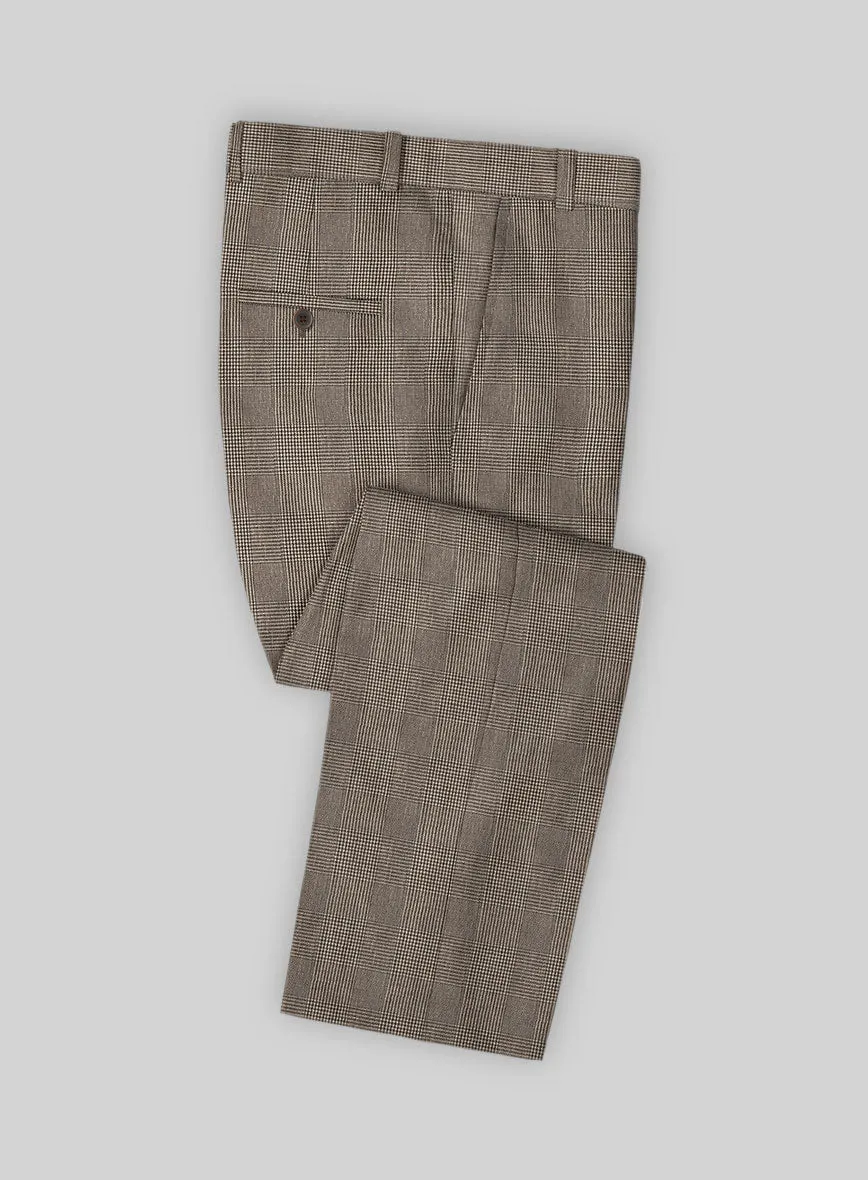Solbiati Dark Brown Check Linen Pants
