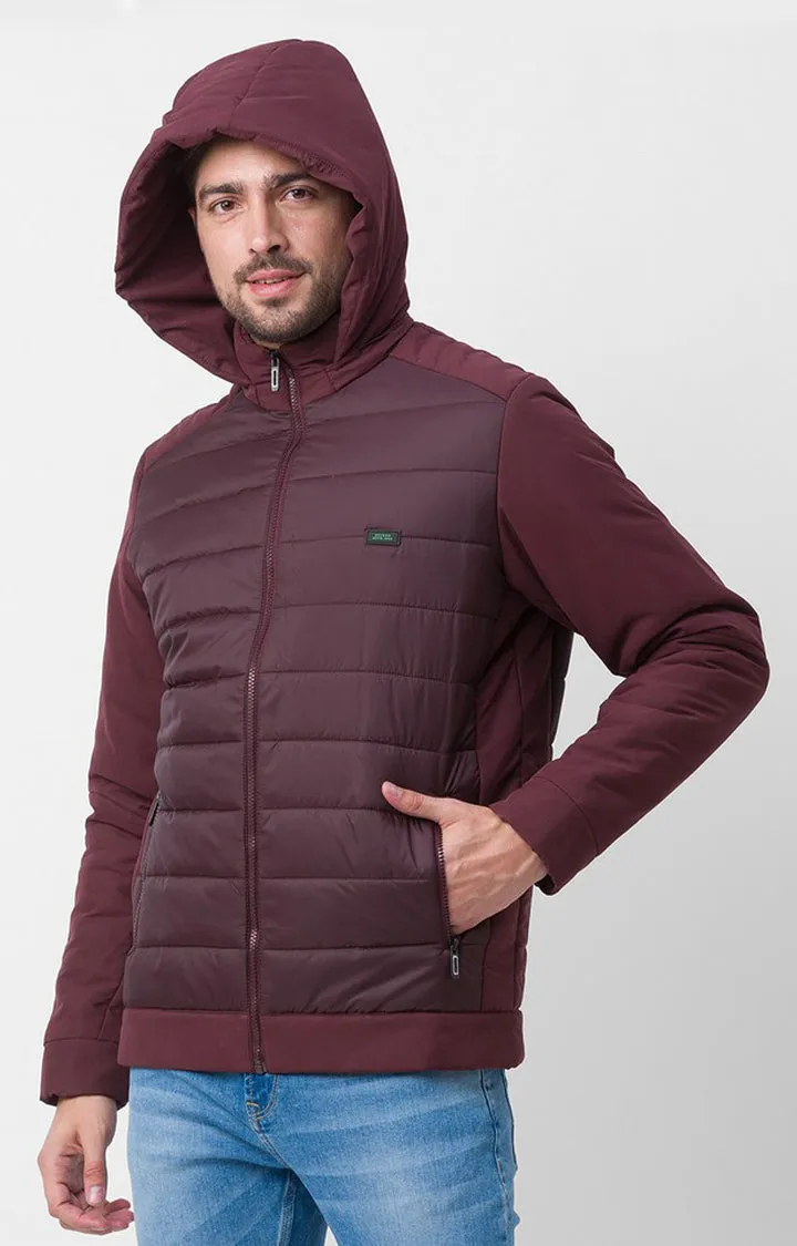 Spykar Dark Plum Polyester Full Sleeve Casual Jacket For Men