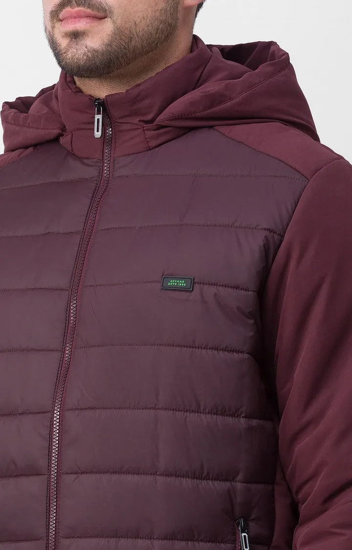 Spykar Dark Plum Polyester Full Sleeve Casual Jacket For Men