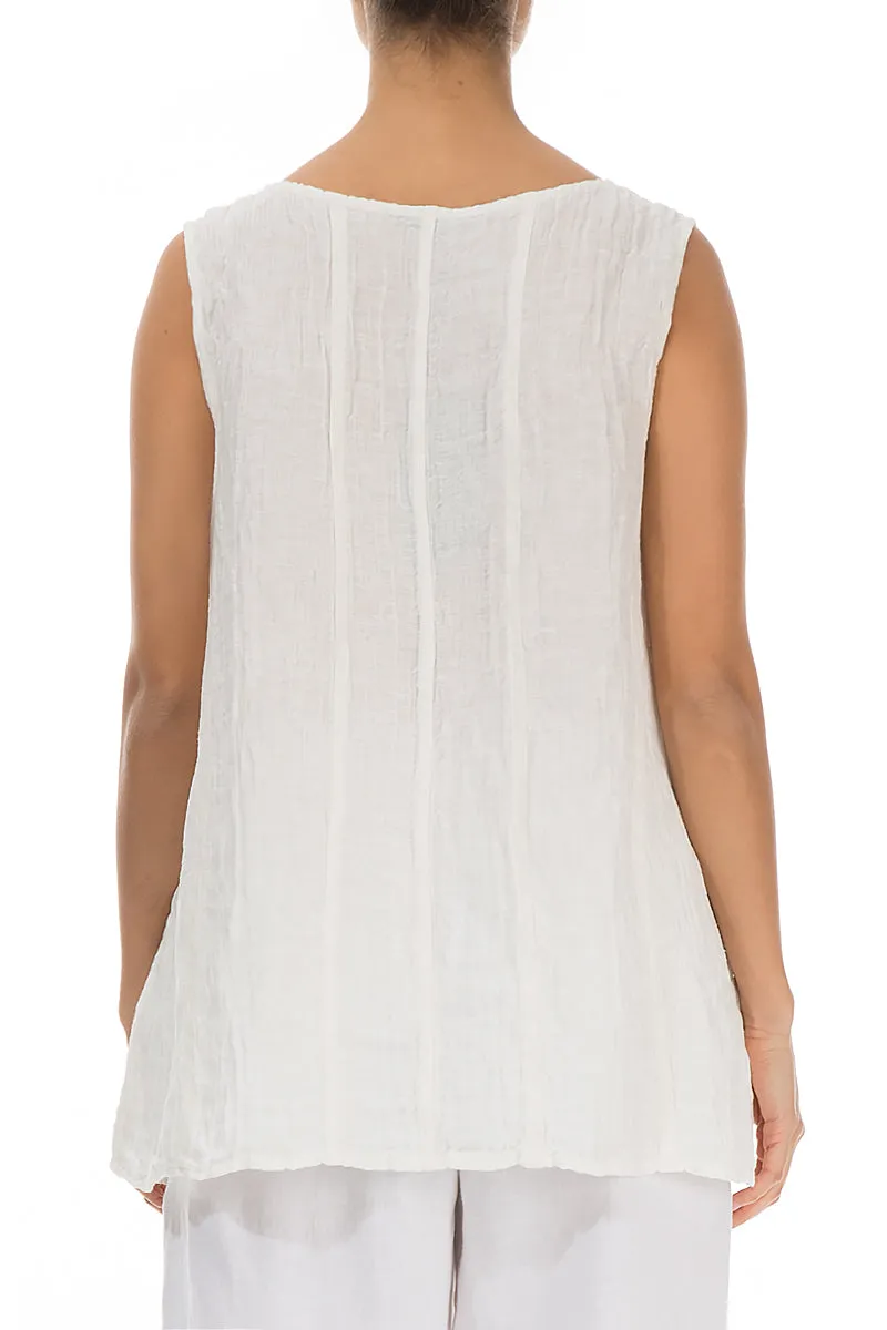 Sweetheart Neck Crinkled White Silk Top