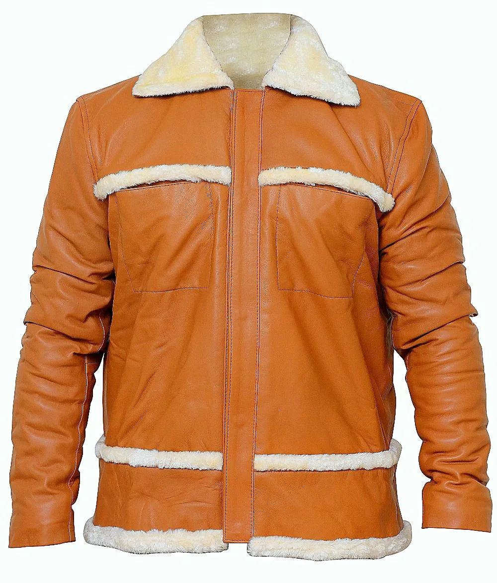 Tan leather jacket for winter