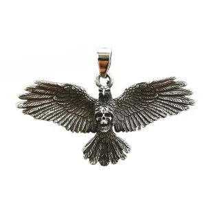 Titanium Steel Skull Eagle Wings Pendant for Men - Retro European and American Jewelry