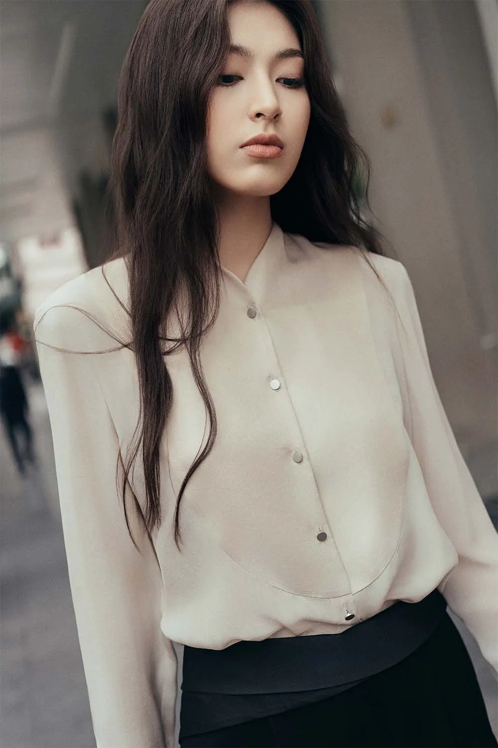 Toledo Straight Cuff Sleeved Crepe De Chine Shirt