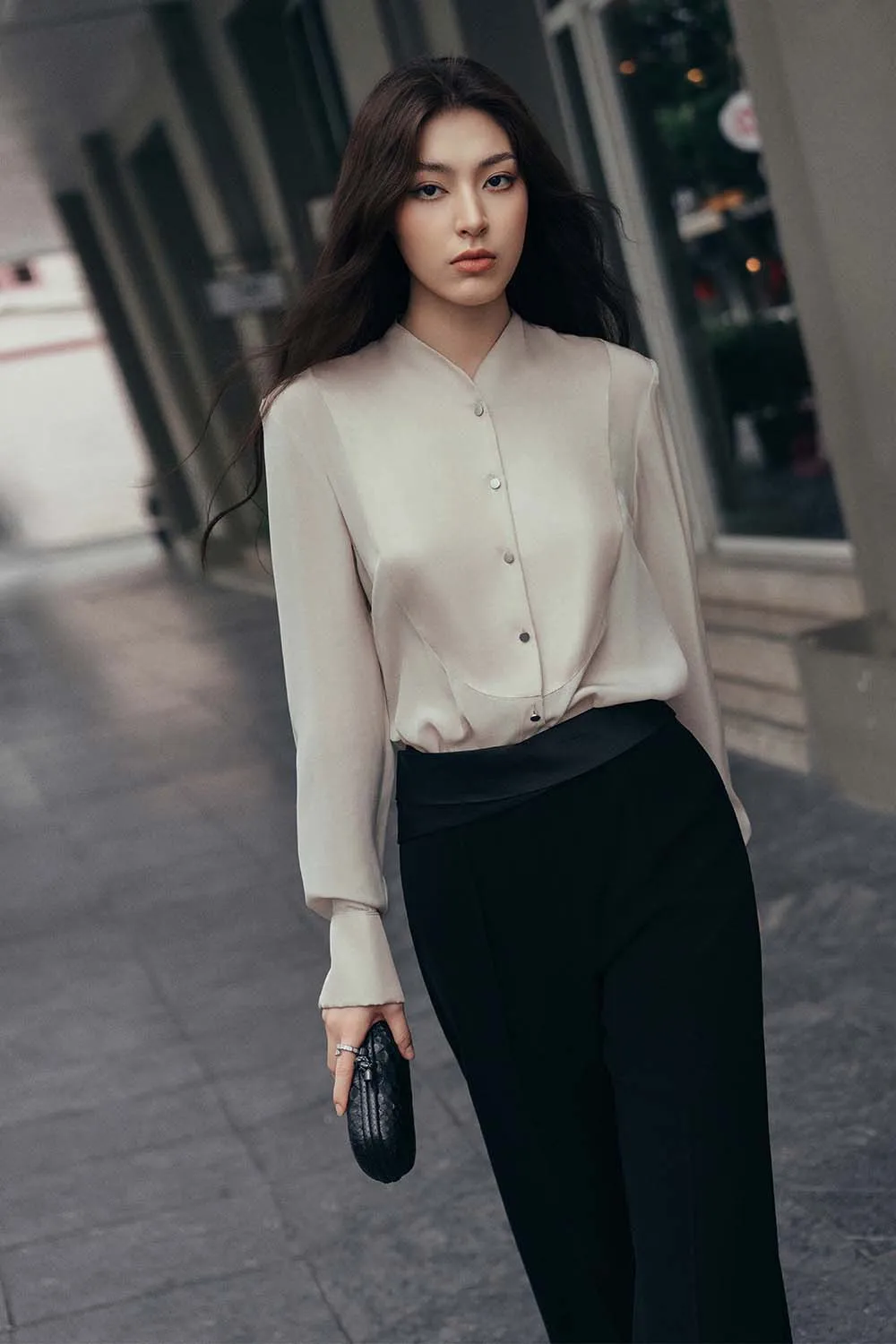 Toledo Straight Cuff Sleeved Crepe De Chine Shirt