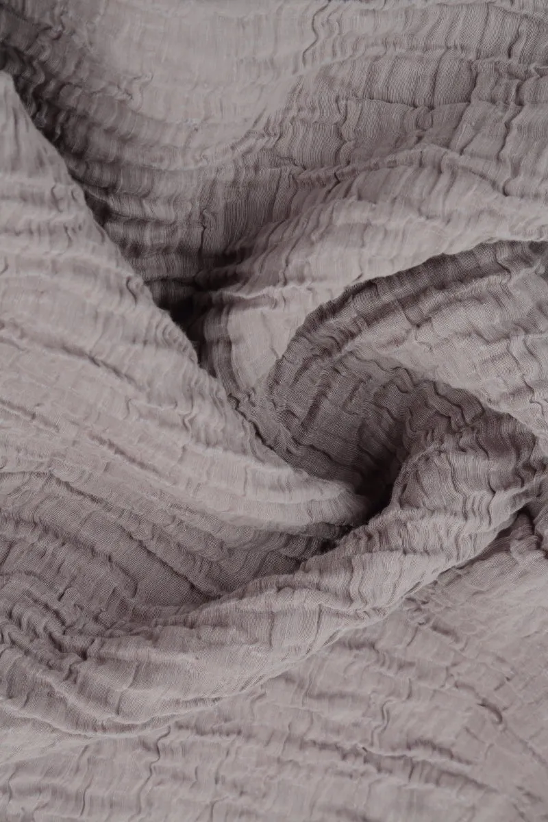 Two Pockets Crinkled Greige Silk Linen Tunic