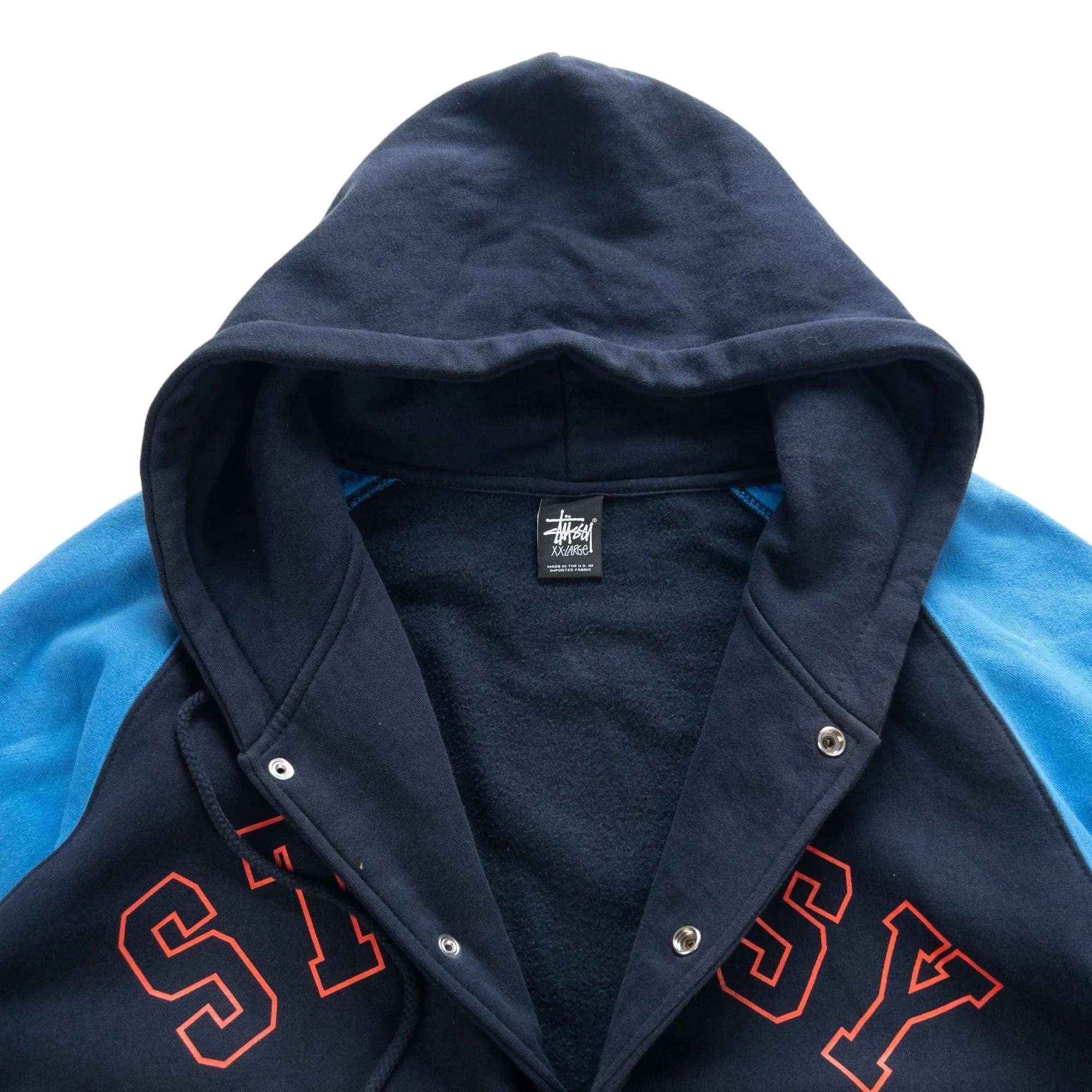 Vintage Stussy Snap Button Varsity Hoodie Size XL
