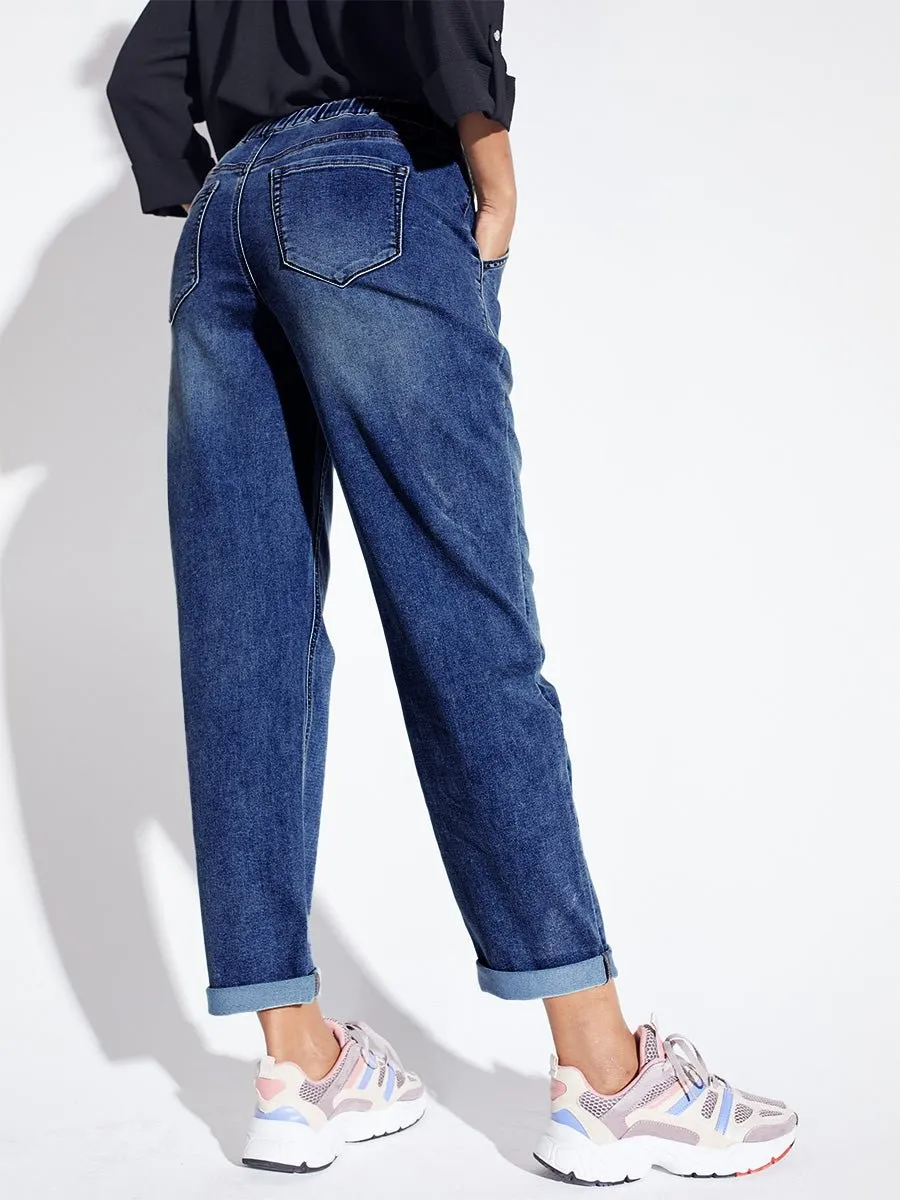 Westport Knit Denim Weekender Pant with Pockets and Drawstring Waist