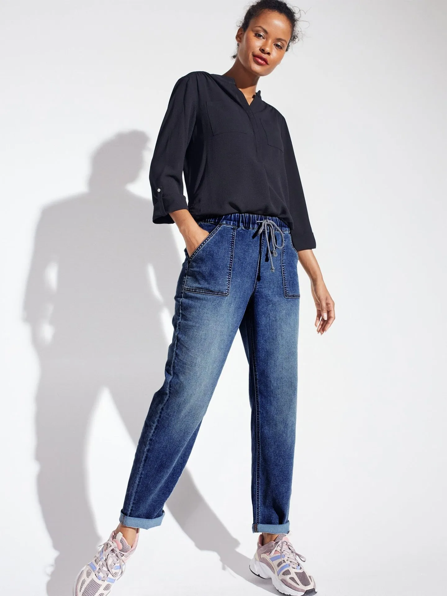 Westport Knit Denim Weekender Pant with Pockets and Drawstring Waist