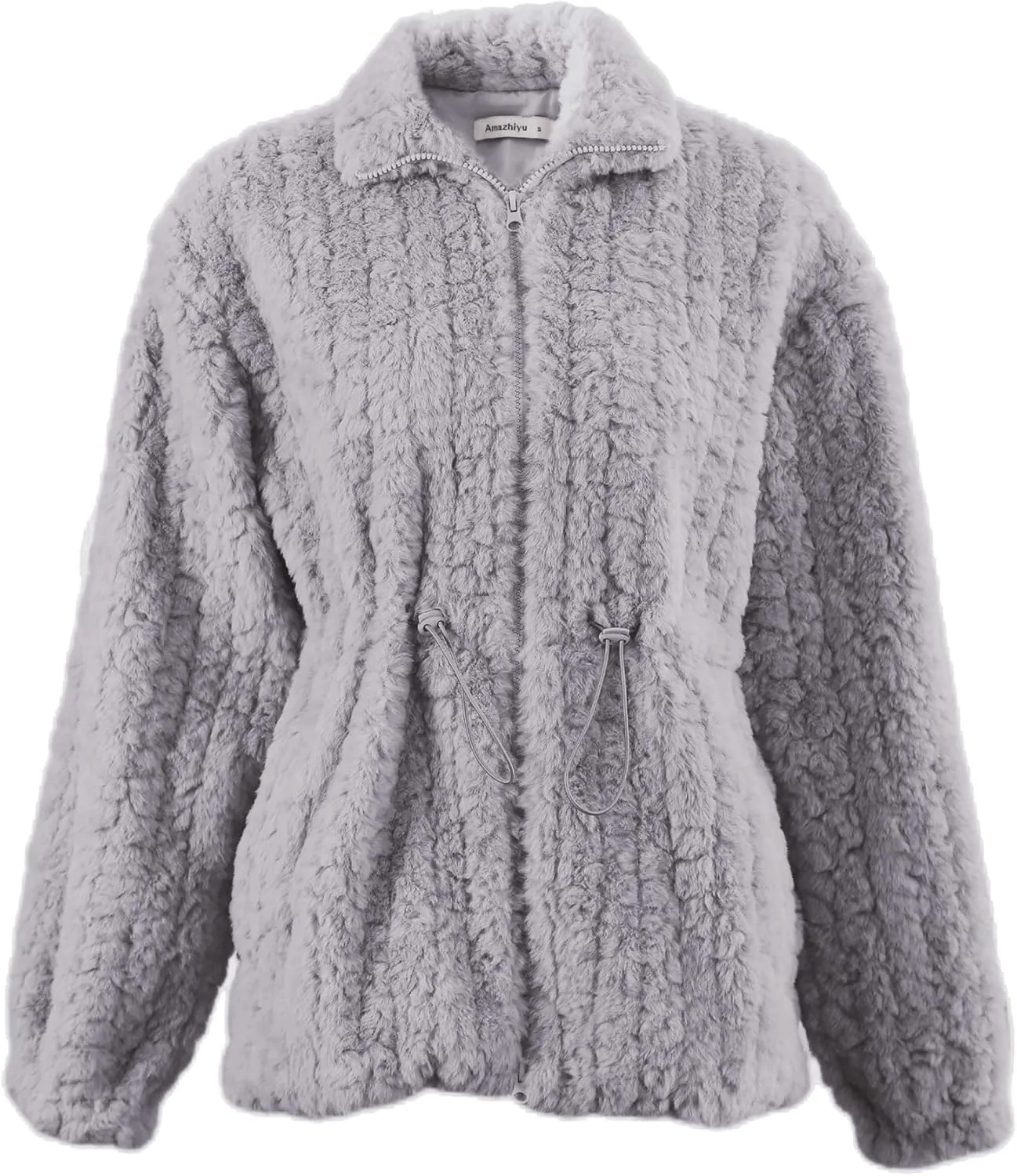 Women's Faux Fur  Zip Up Drawstring Jacket