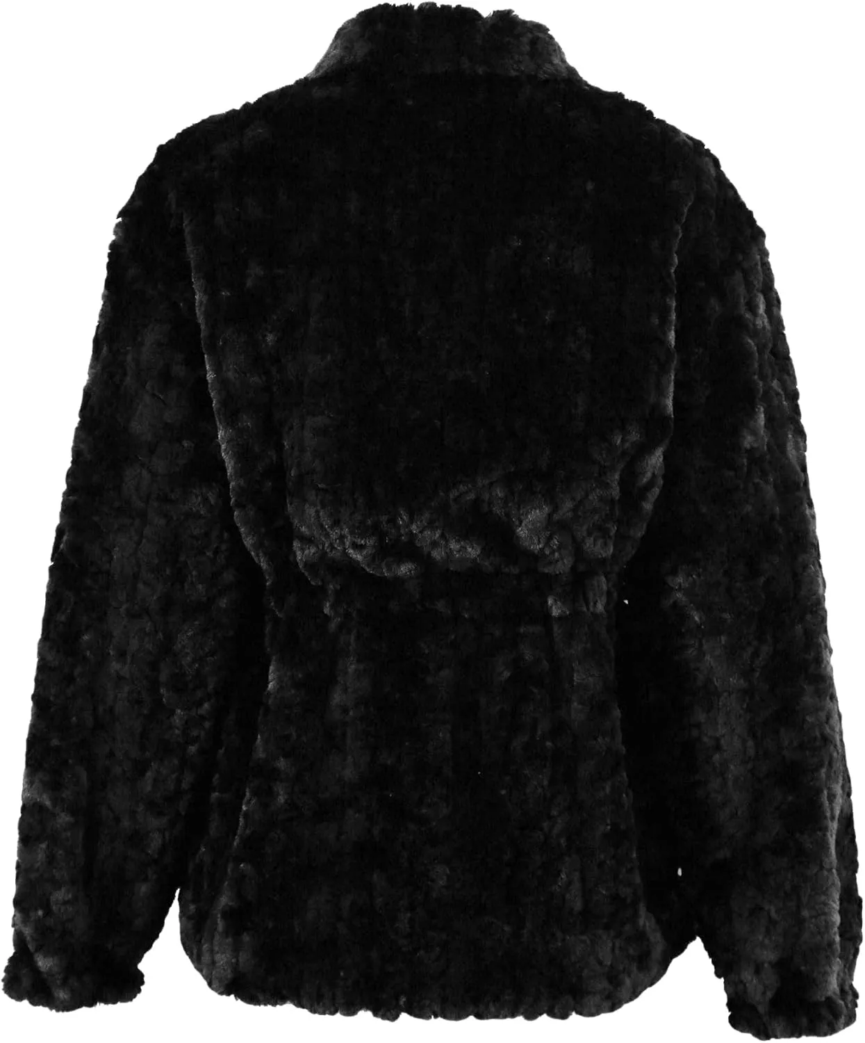 Women's Faux Fur  Zip Up Drawstring Jacket